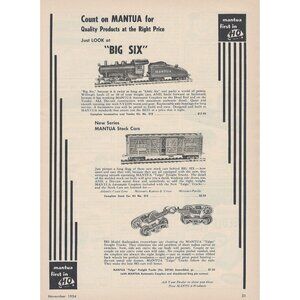 Mantua Products HO Vintage Print Ad 1954 Original  Railroad Modeling Supplies u